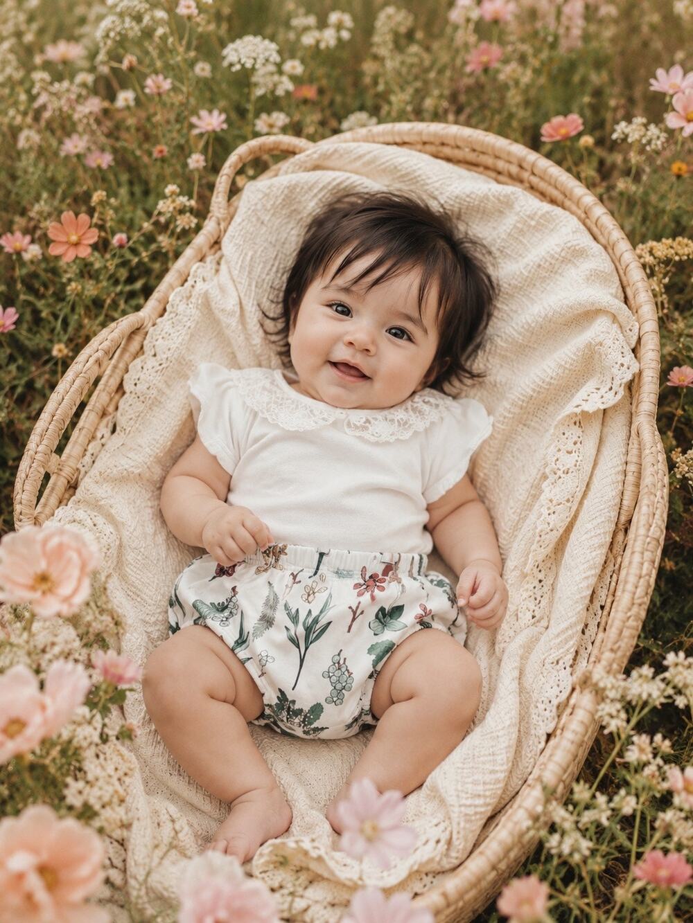 Vivie And Ash Herbal Study Bloomers Lacey Peter Pan Onesie 3-6mths